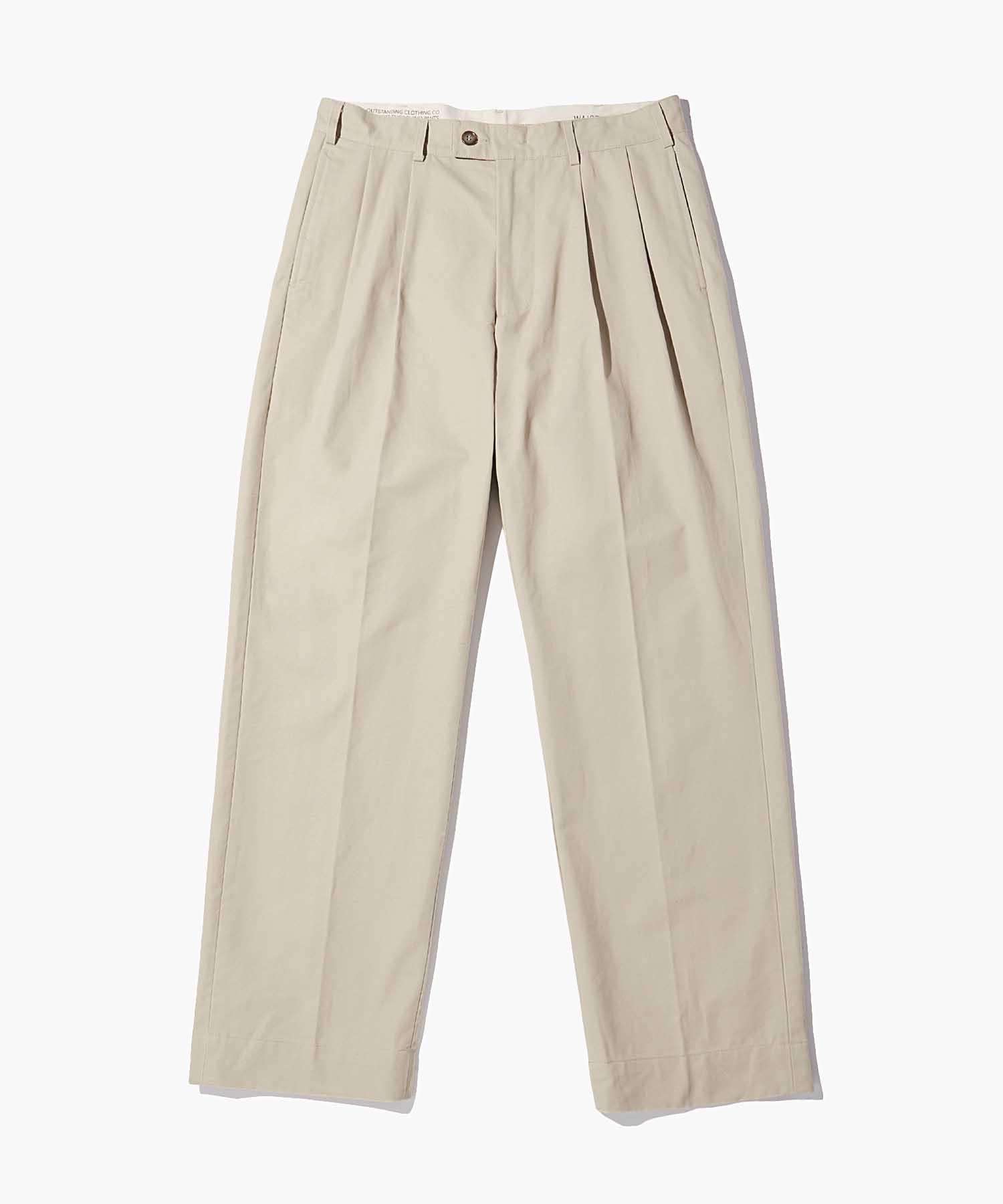 WIDE TWO TUCK CHINO PANTS_L.BEIGE